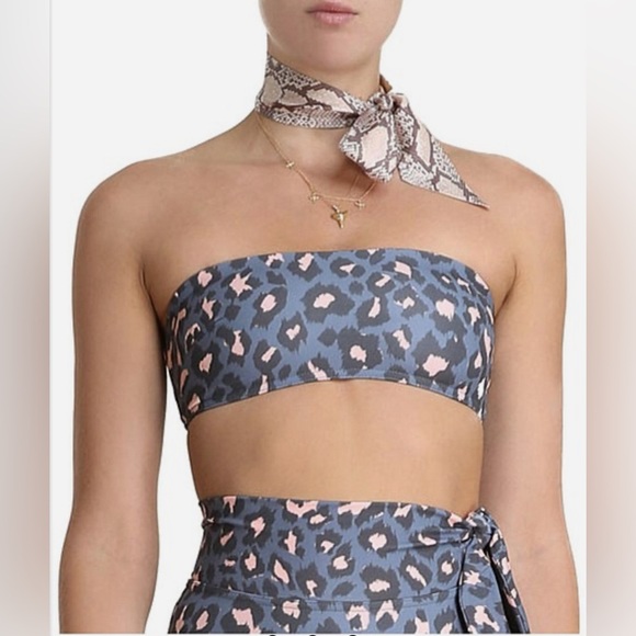 Zimmermann Sculpt Bandeau Slate Leopard Bikini Top - Picture 1 of 6